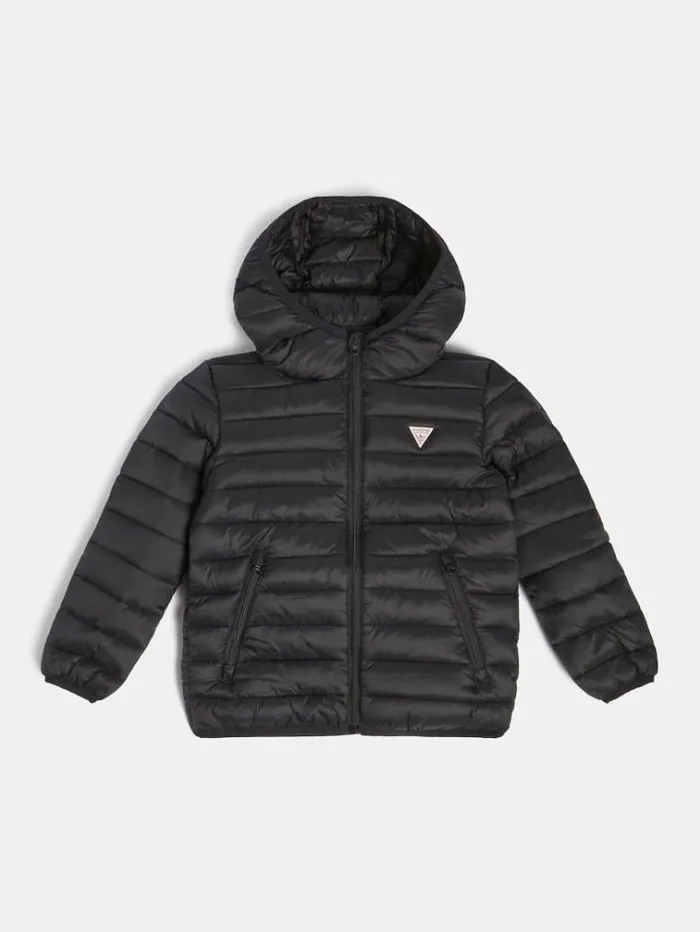 Kids Hooded Padded Jacket With Logo Black Guess Coats And Jackets