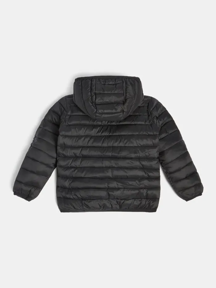 Kids Hooded Padded Jacket With Logo Black Guess Coats And Jackets