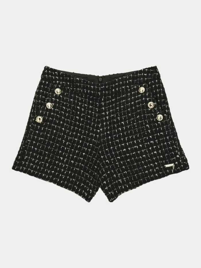 Kids Jewel Buttons Tweed Shorts Black Guess Trousers And Skirts