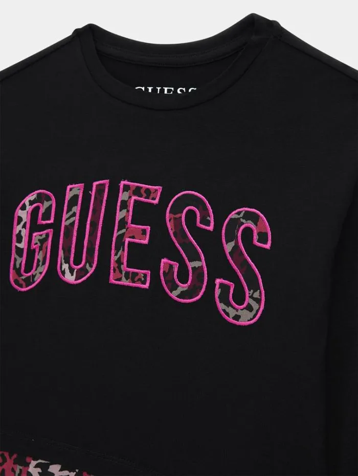 Kids Leopard Chiffon Tshirt Black Guess Tops And Tshirts