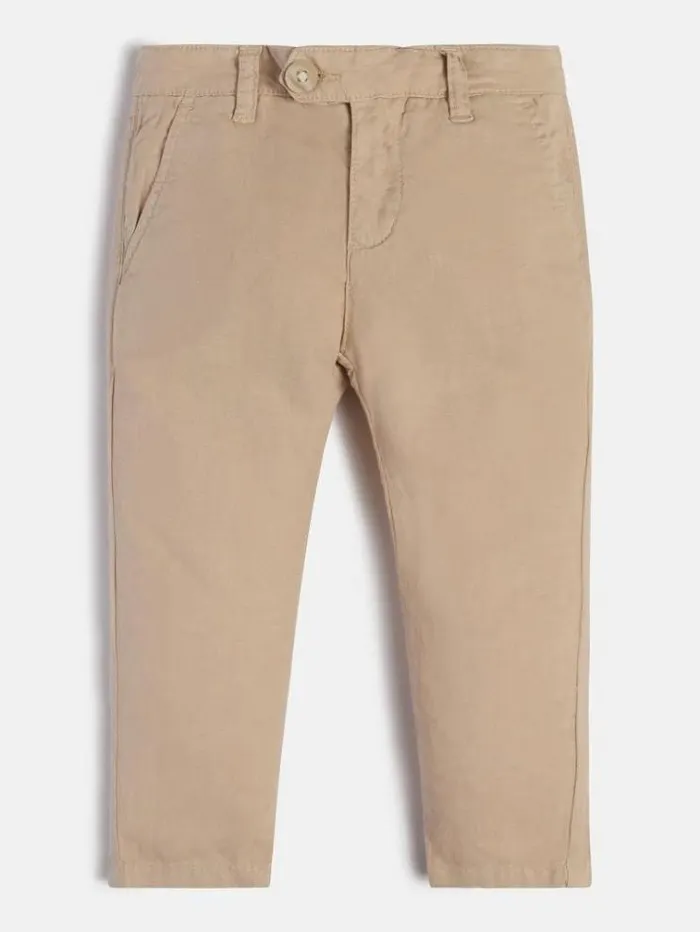 Kids Linen Blend Pants Beige Guess Trousers