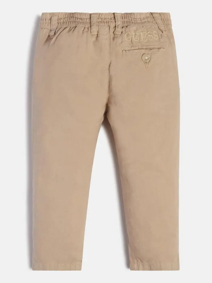 Kids Linen Blend Pants Beige Guess Trousers