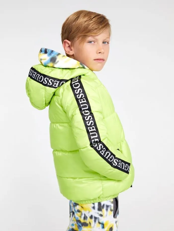 Kids Logo Band Puffer Green Guess Coats And Jackets