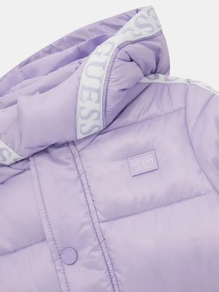 Kids Logo Band Puffer Lilac Guess Coats And Jackets