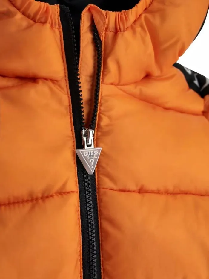 Kids Logo Band Puffer Orange Guess Coats And Jackets