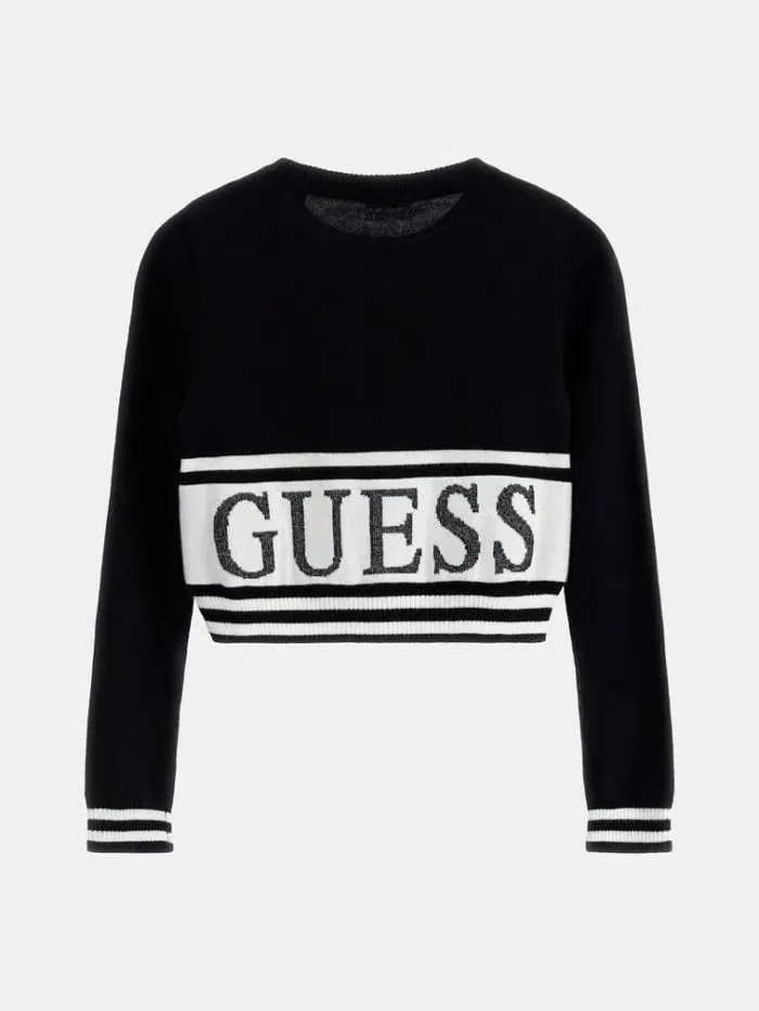 Kids Logo Crop Sweater Black Guess Knitwear And Sweatshirts