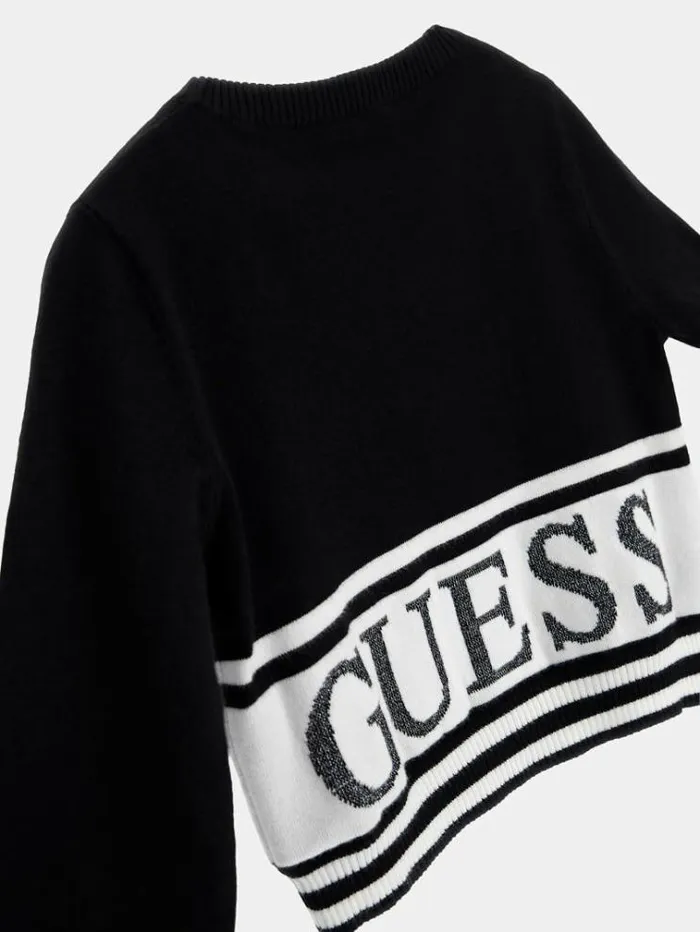 Kids Logo Crop Sweater Black Guess Knitwear And Sweatshirts