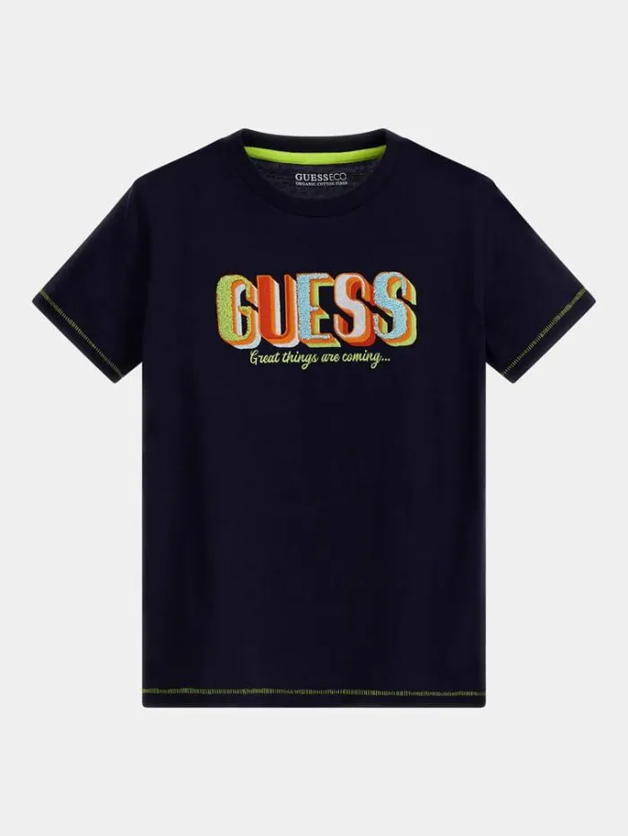 Kids Logo Embroidery Tshirt Blue Guess Tops And Tshirts