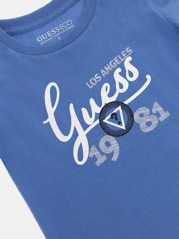 Kids Logo Print Tshirt Blue Multi Guess Tops And Tshirts
