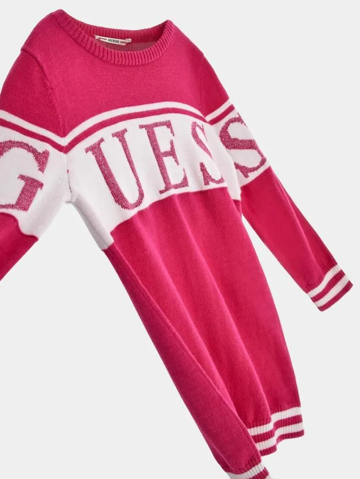 Kids Logo Sweater Dress Fuchsia Guess Dresses