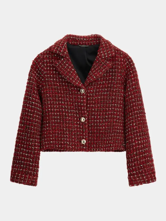 Kids Lurex Tweed Blazer Red Guess Coats And Jackets