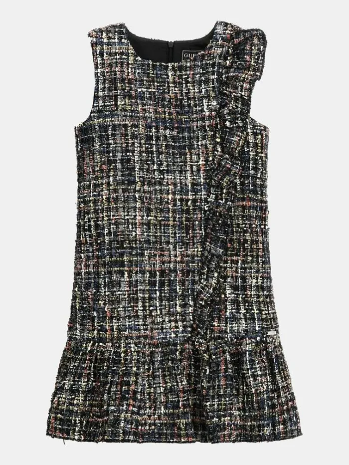Kids Lurex Tweed Fit And Flare Dress Black Guess Dresses