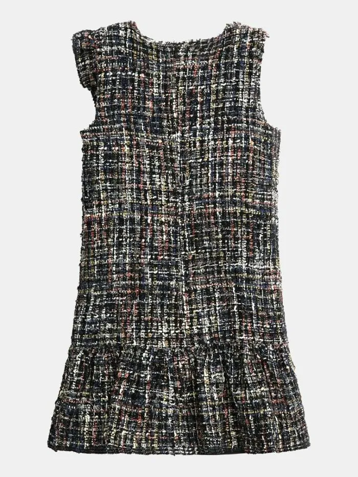 Kids Lurex Tweed Fit And Flare Dress Black Guess Dresses