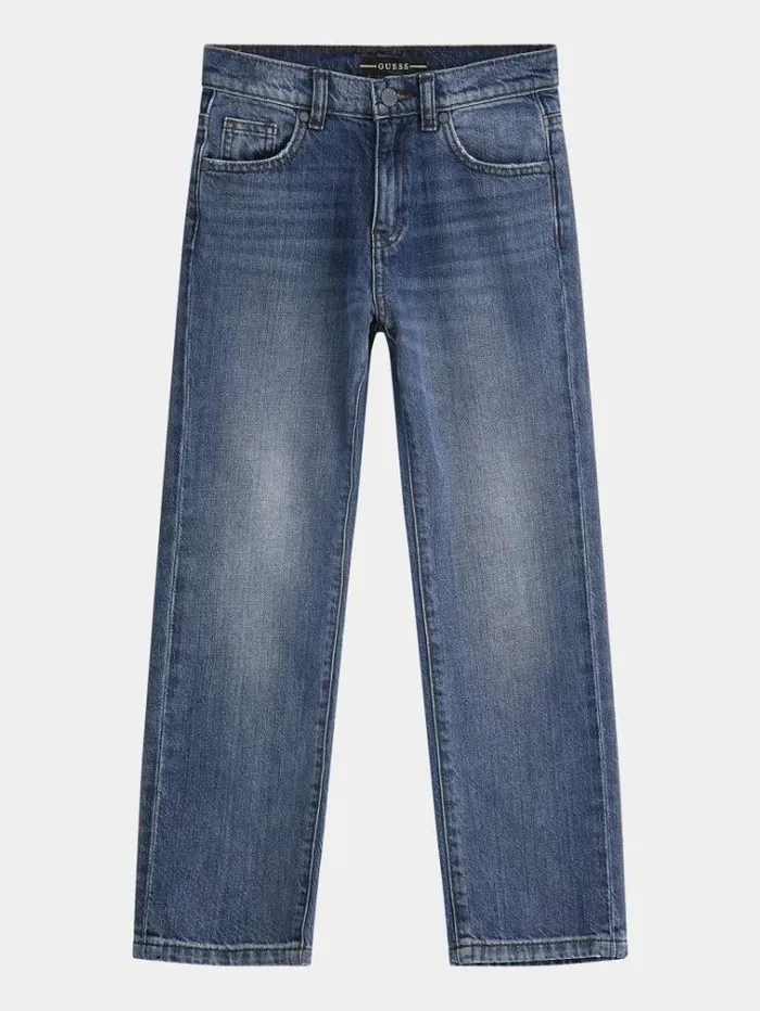 Kids Mid Rise Relaxed Denim Pant Blue Guess Trousers