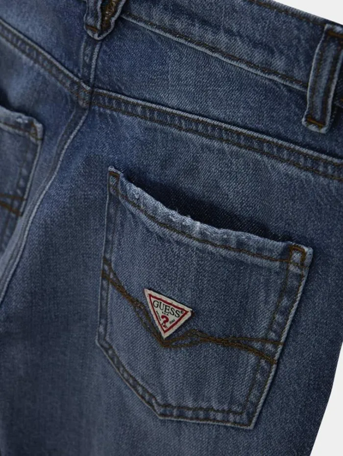Kids Mid Rise Relaxed Denim Pant Blue Guess Trousers