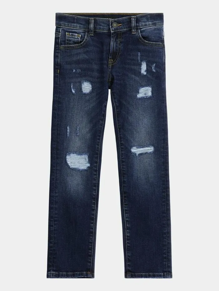 Kids Mid Rise Straight Denim Pant Blue Guess Trousers