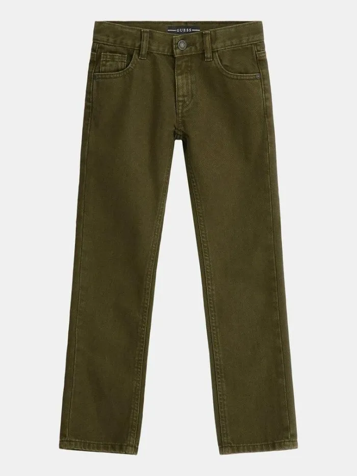 Kids Mid Rise Straight Denim Pants Dark Green Guess Trousers