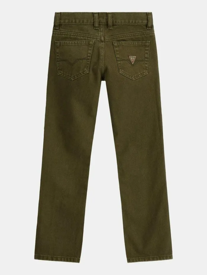 Kids Mid Rise Straight Denim Pants Dark Green Guess Trousers