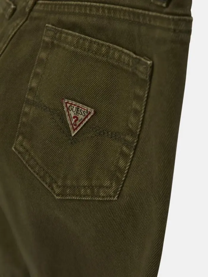 Kids Mid Rise Straight Denim Pants Dark Green Guess Trousers