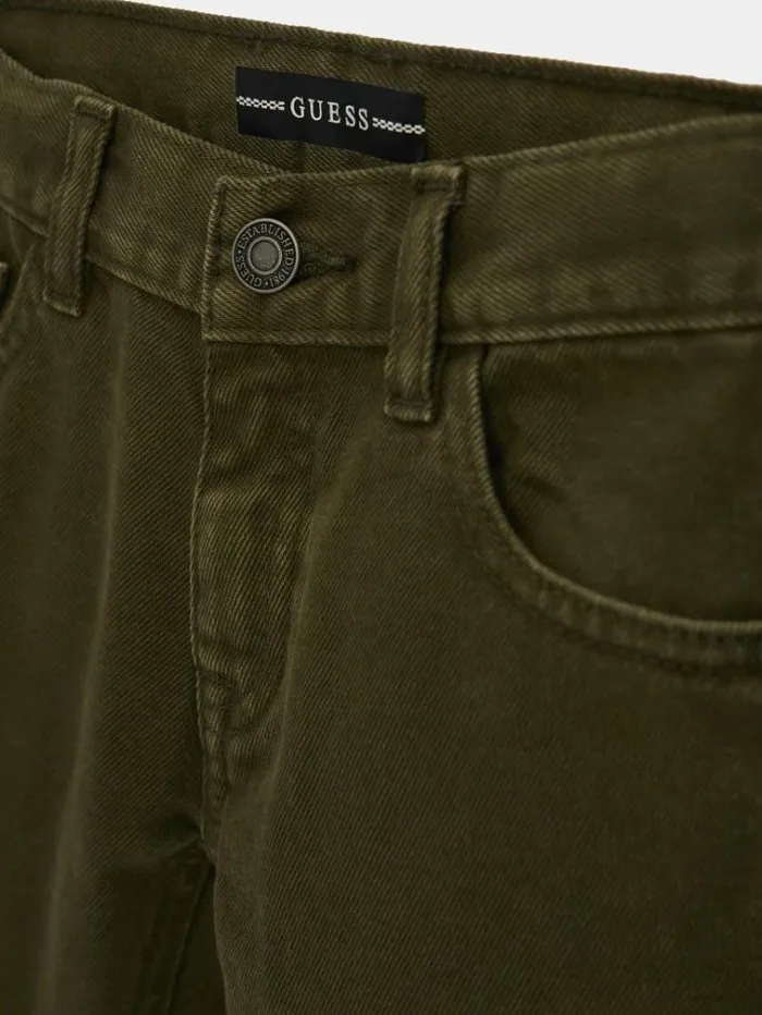 Kids Mid Rise Straight Denim Pants Dark Green Guess Trousers