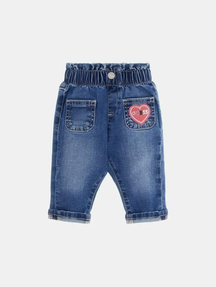 Kids Paper Bag Denim Pants Blue Guess Trousers
