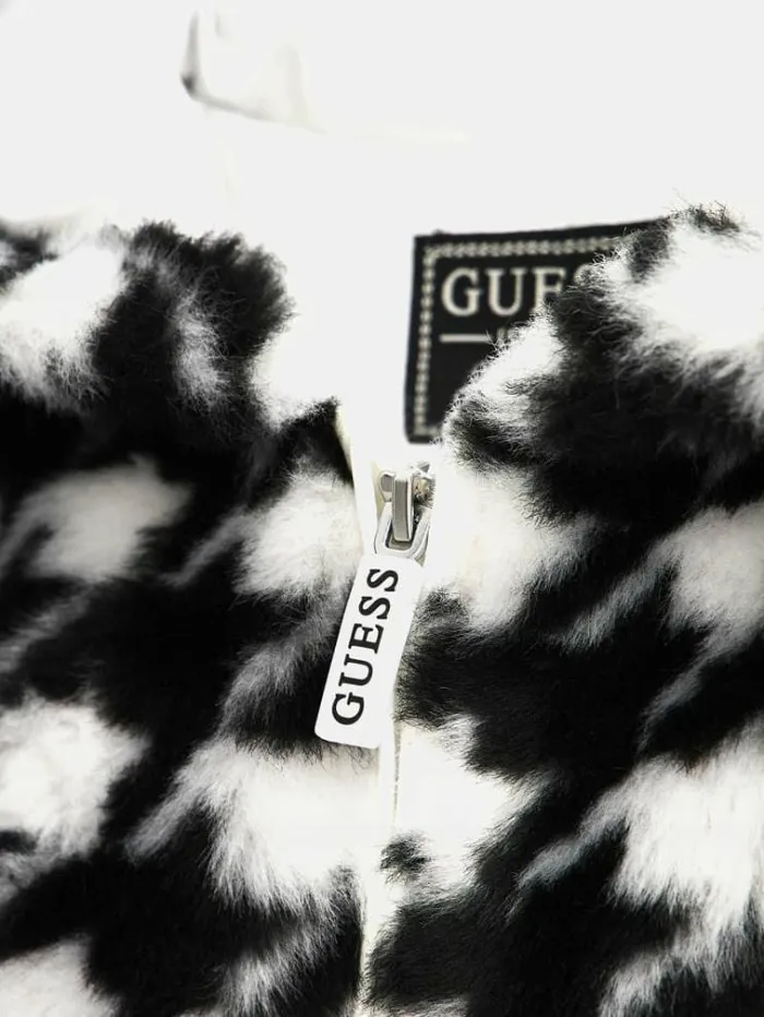 Kids Pied De Poule Faux Fur Bomber Black Guess Coats And Jackets