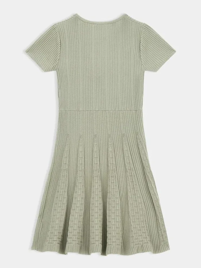 Kids Pleated Sweater Dress Light Green Guess Dresses