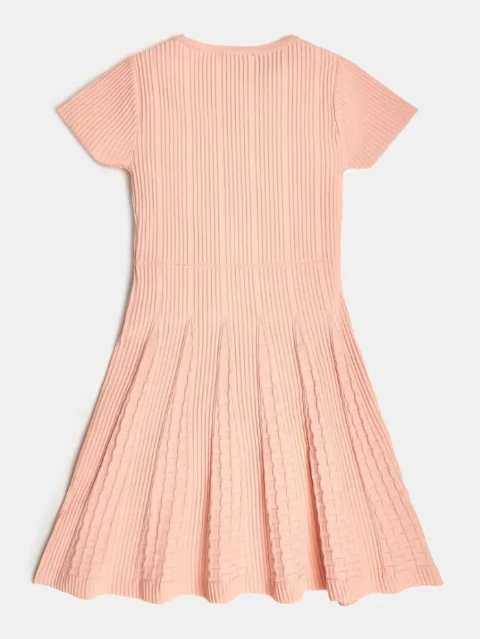Kids Pleated Sweater Dress Light Pink Guess Dresses