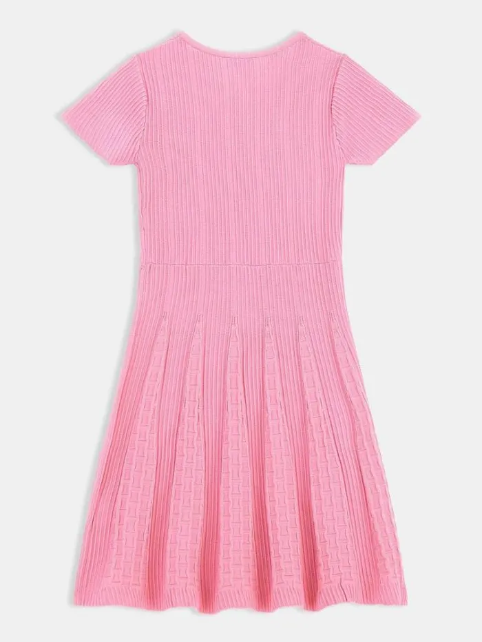 Kids Pleated Sweater Dress Pink Guess Dresses