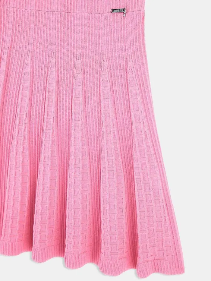 Kids Pleated Sweater Dress Pink Guess Dresses