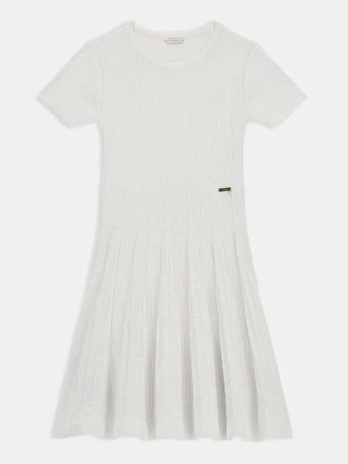 Kids Pleated Sweater Dress White Guess Dresses