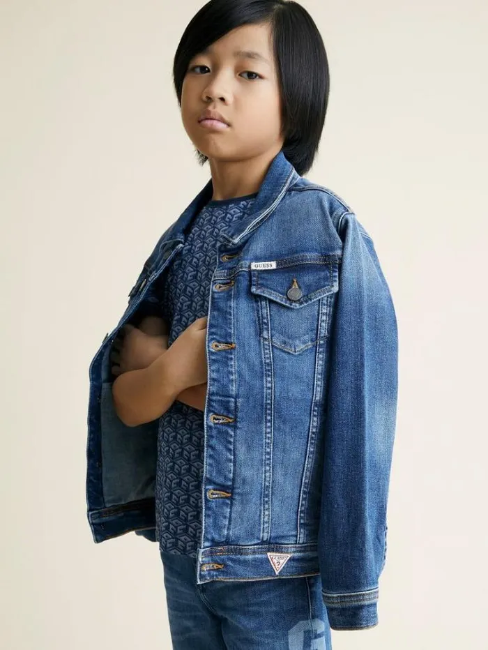 Kids Regular Fit Denim Jacket Blue Guess Coats And Jackets