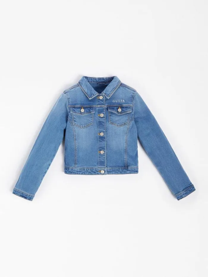 Kids Regular Fit Denim Jacket Light Blue Guess Coats And Jackets