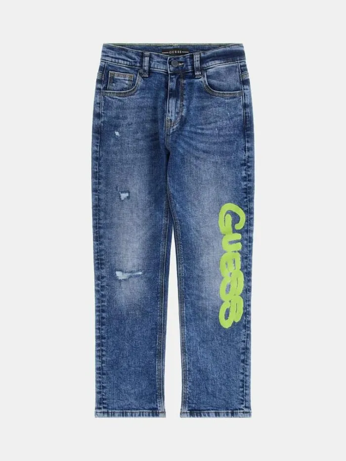 Kids Relaxed Denim Pants Light Blue Guess Trousers