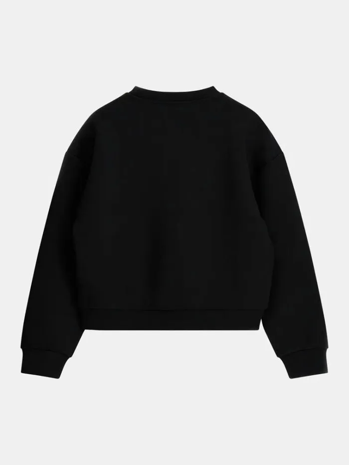 Kids Rhinestones 4g Logo Scuba Sweatshirt Black Guess Knitwear And Sweatshirts