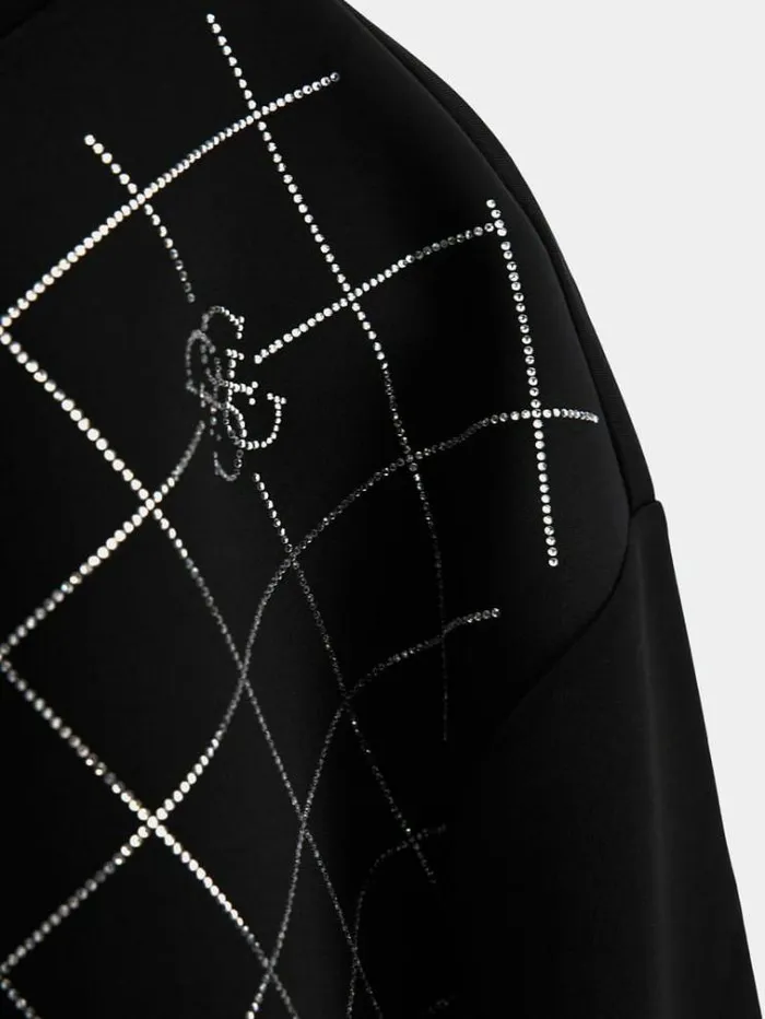 Kids Rhinestones 4g Logo Scuba Sweatshirt Black Guess Knitwear And Sweatshirts
