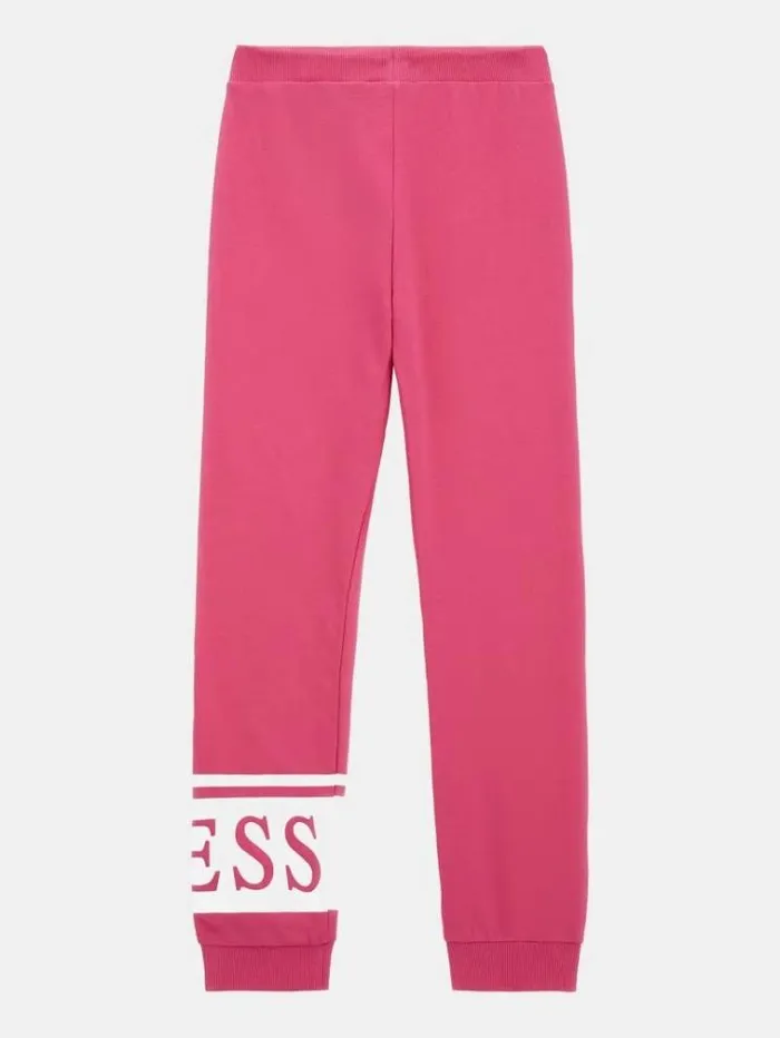 Kids Rhinestones Logo Pants Fuchsia Guess Trousers And Skirts
