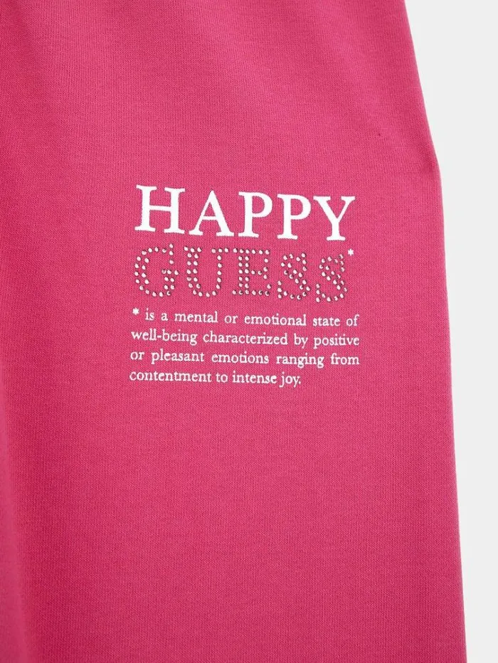 Kids Rhinestones Logo Pants Fuchsia Guess Trousers And Skirts