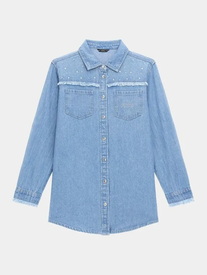 Kids Rhinestones Shirt Blue Guess Tops And Tshirts