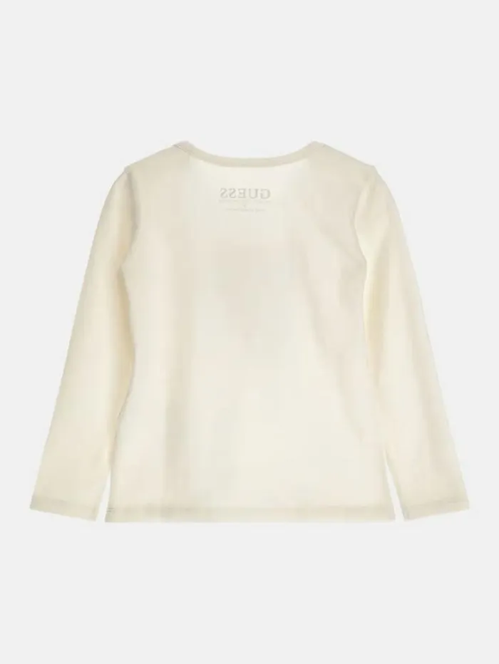 Kids Rhinestones Triangle Logo Tshirt Cream Guess Tops And Tshirts