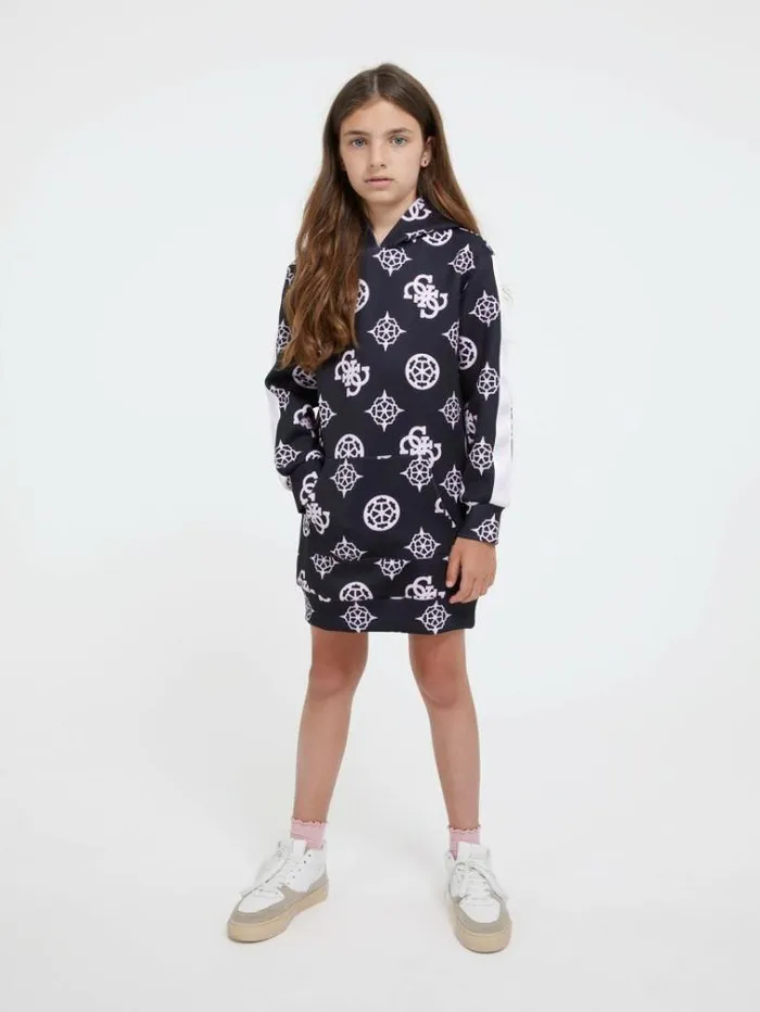Kids Scuba All Over Peony Logo Dress Black Multi Guess Dresses