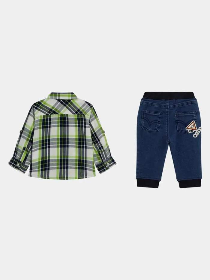 Kids Shirt And Denim Pants Set Green Multi Guess Onepiece Suits And Sets