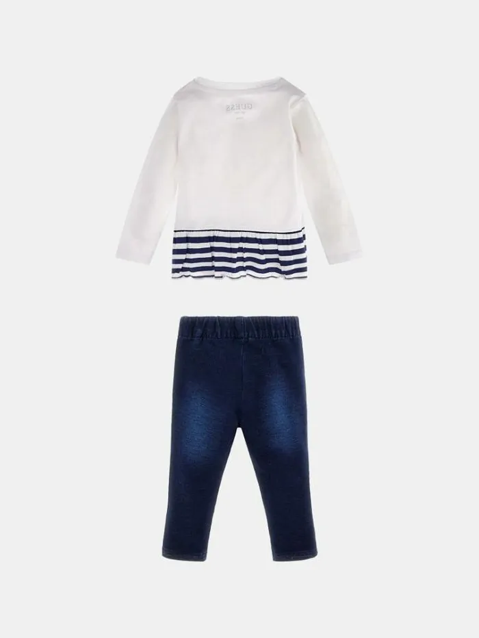 Kids Tshirt And Denim Pant Set White Guess Onepiece Suits And Sets