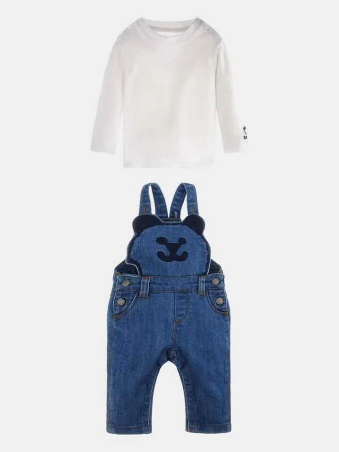 Kids Tshirt And Denim Romper Set White Guess Onepiece Suits And Sets