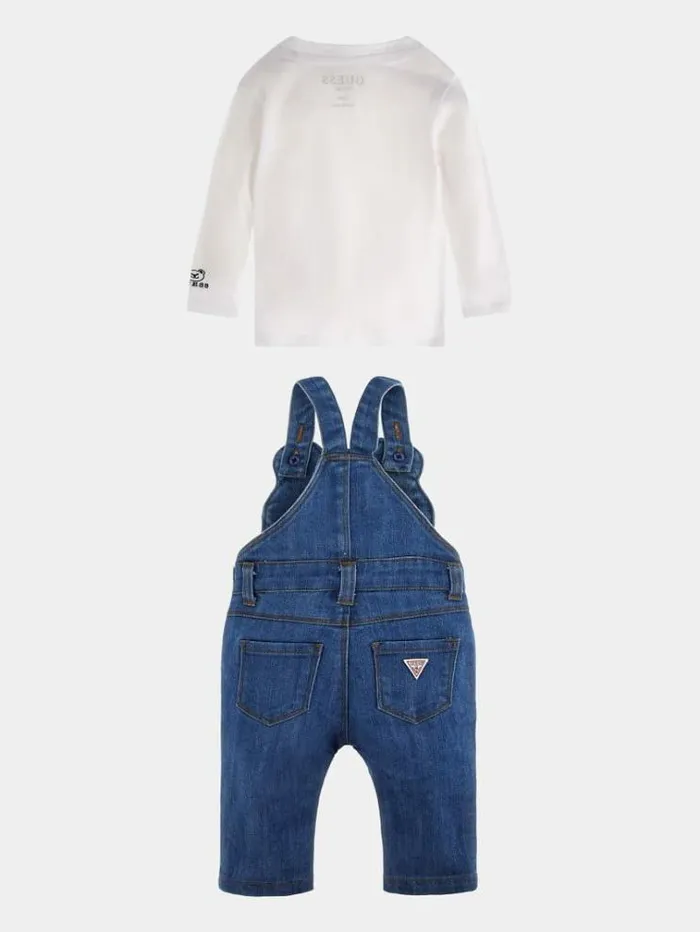 Kids Tshirt And Denim Romper Set White Guess Onepiece Suits And Sets