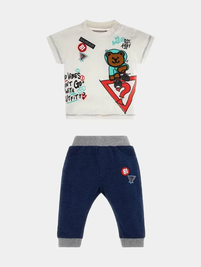 Kids Tshirt And Pant Set White Guess Onepiece Suits And Sets
