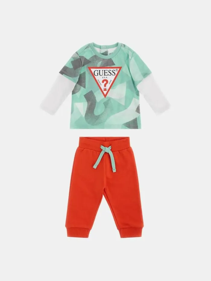Kids Tshirt And Pants Active Set Green Multi Guess Onepiece Suits And Sets