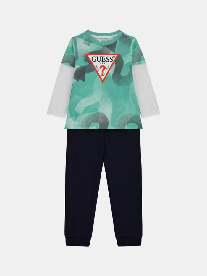 Kids Tshirt And Pants Active Set Green Multi Guess Sets And Coords