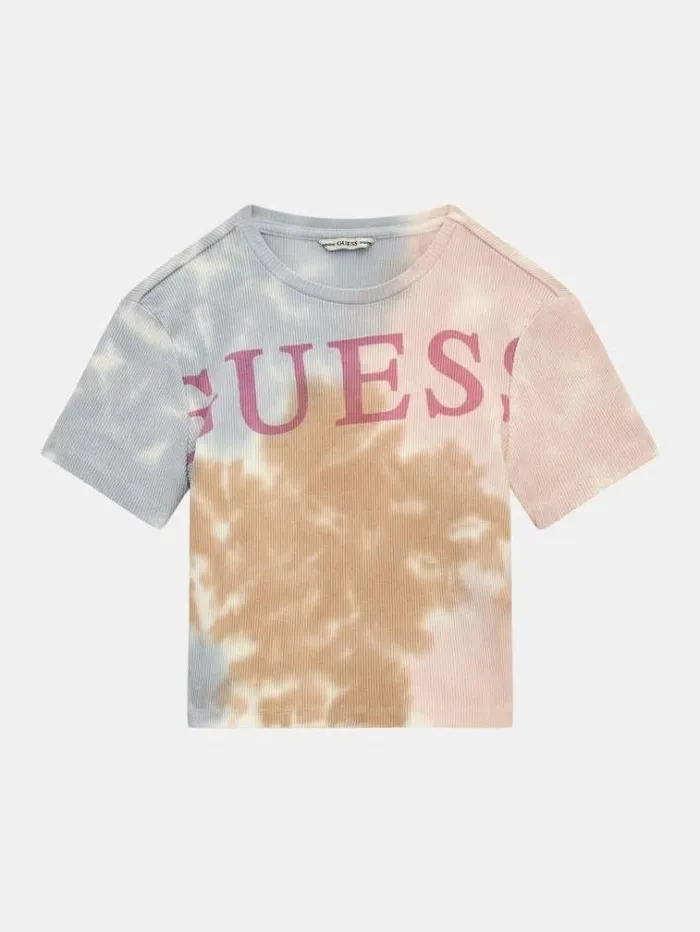 Kids Tiedye Rib Knit Tshirt Multi Pink Guess Tops And Tshirts