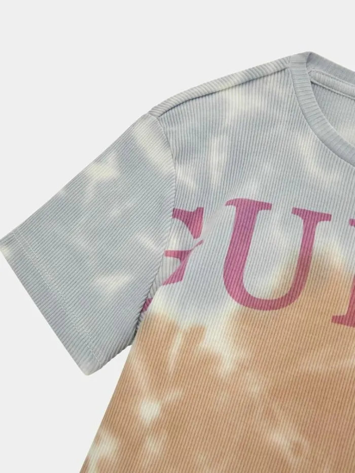 Kids Tiedye Rib Knit Tshirt Multi Pink Guess Tops And Tshirts